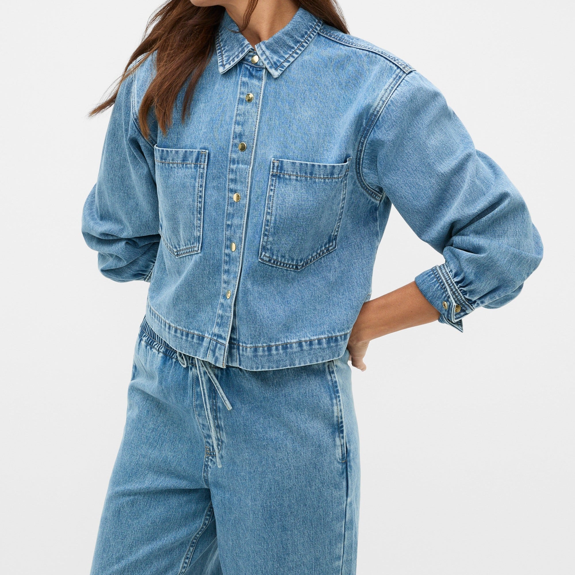 Women's Cropped Denim Shirt