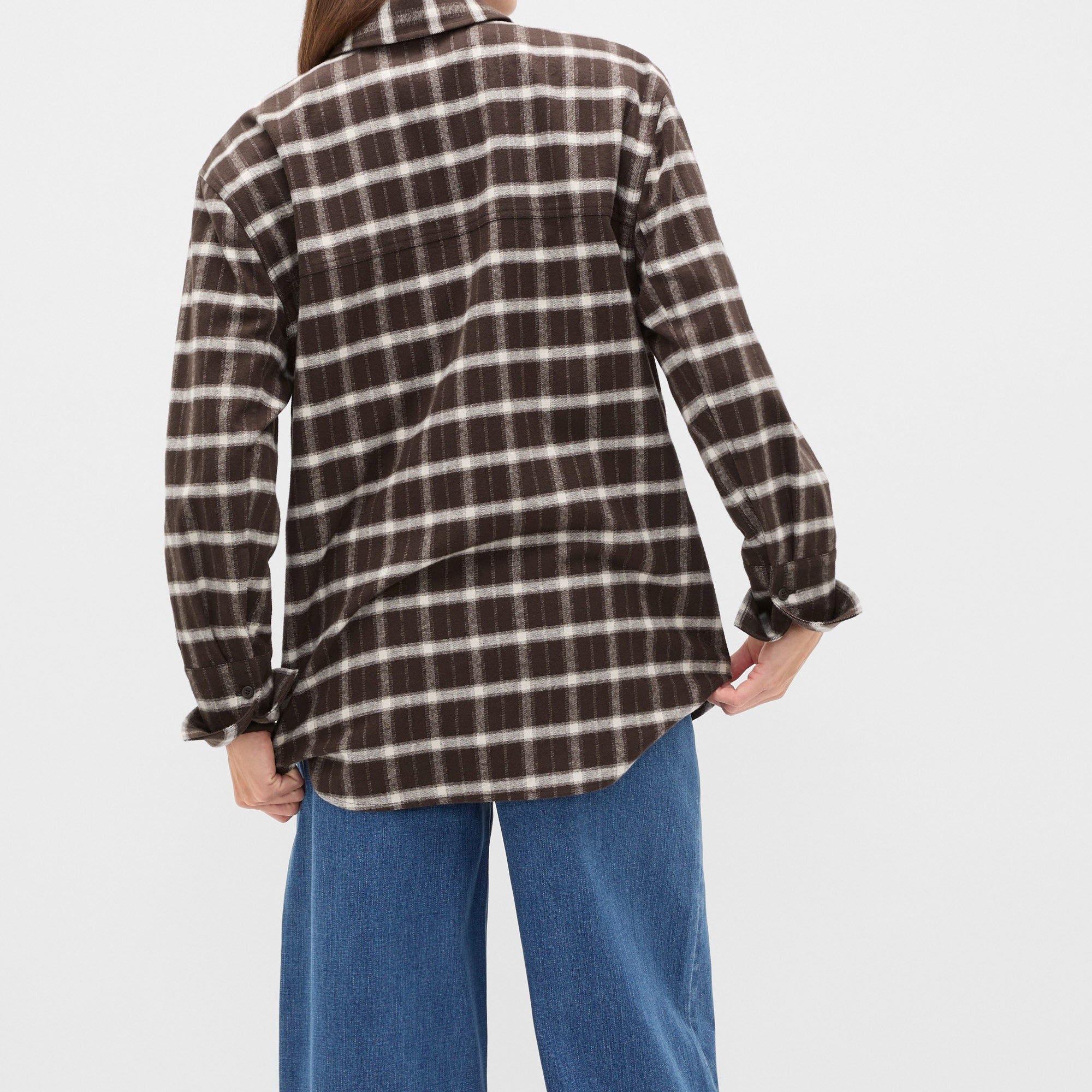 Women's Loose Fit Plaid Long-Sleeve Shirt