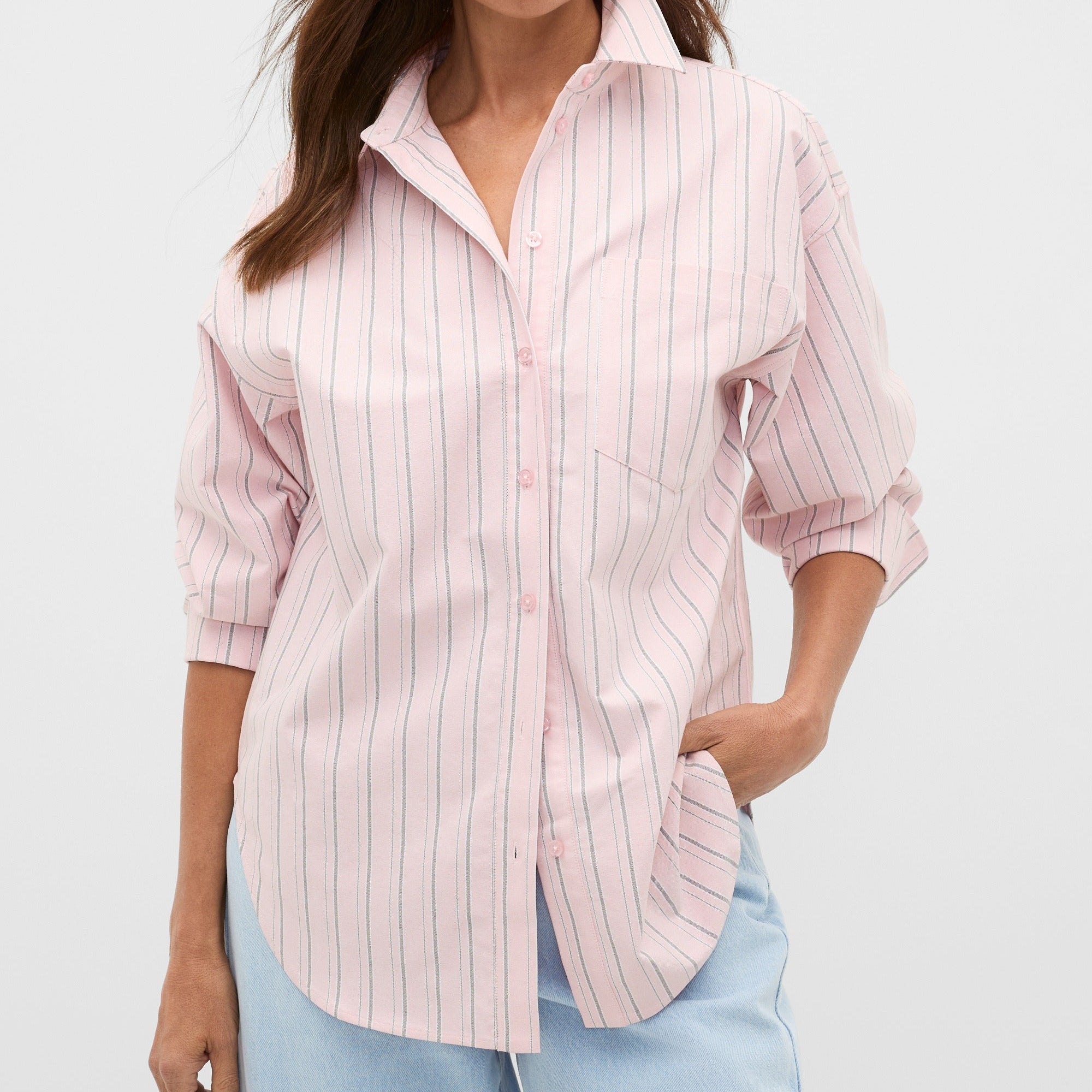 Women’s Oversized Check Long Sleeve Button Shirt