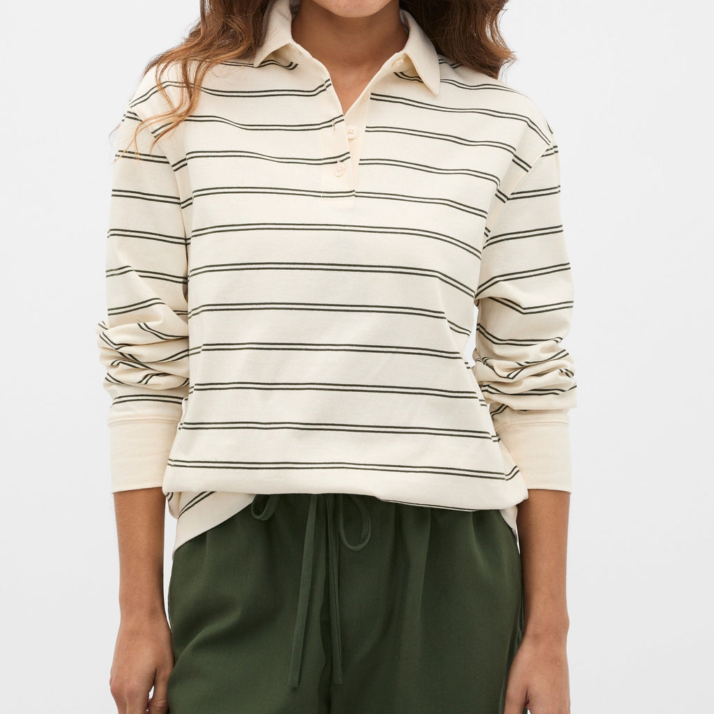 Women's Stripe Rugby Polo Top