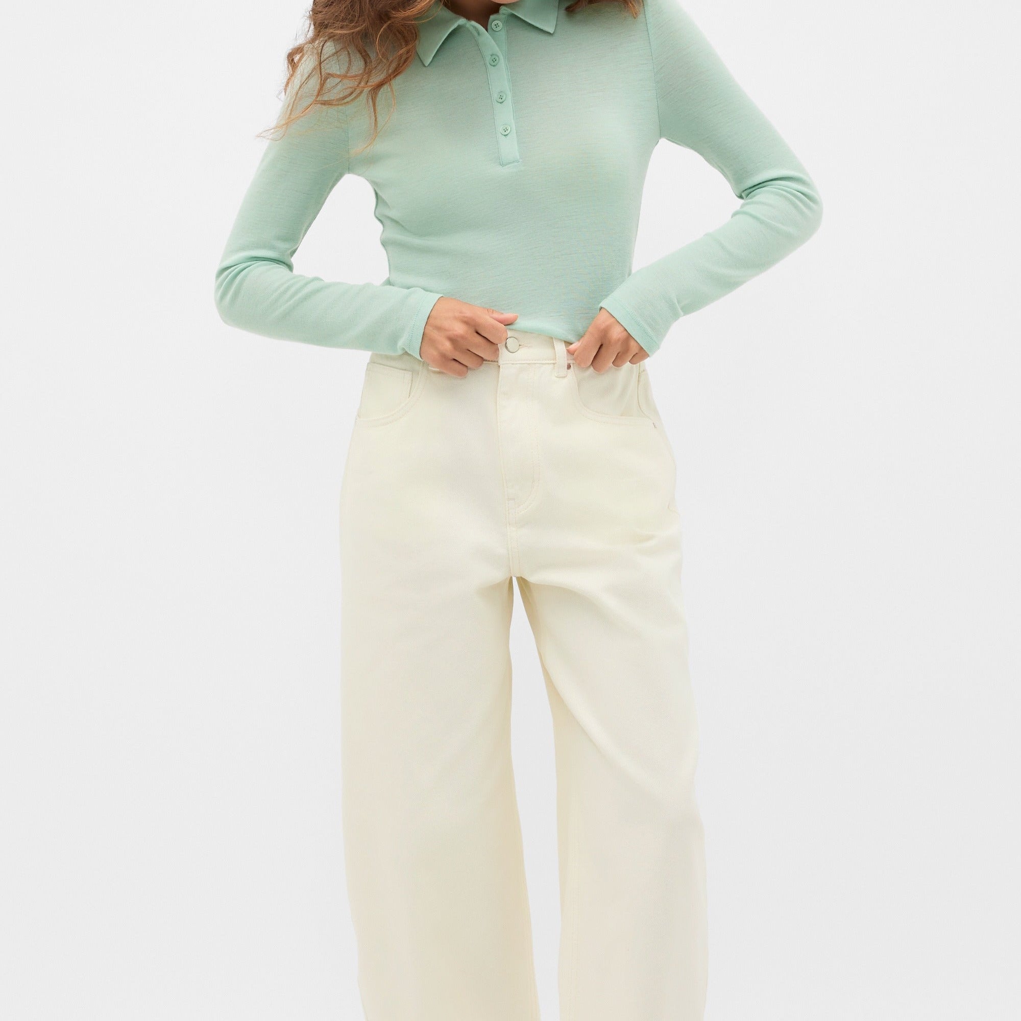 Wool Henley Collar Sweater